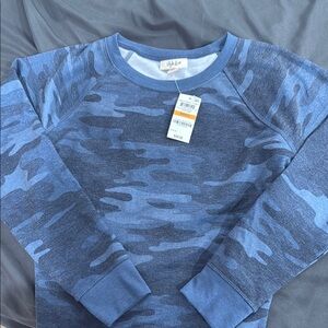 NWT Style and Co Blue Camo Women Sweatshirt